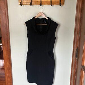 Banana Republic Sleeveless Black Cowl Neck Sheath Dress with Pockets Size 6